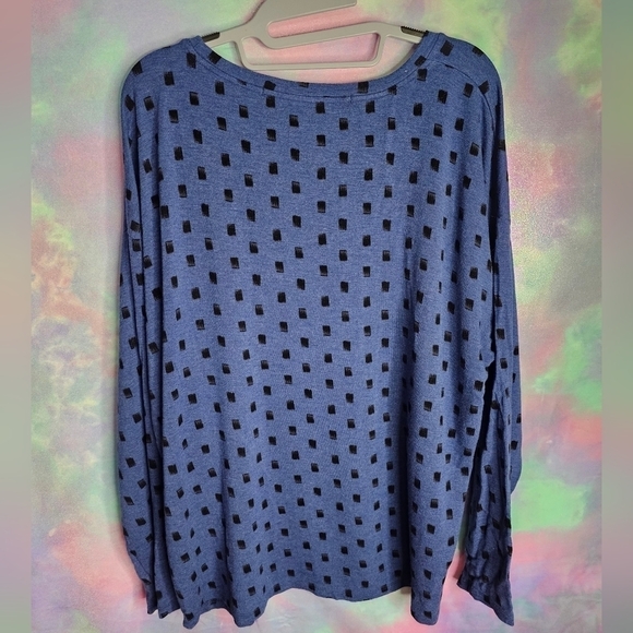 Kensie Women's Blue & Black Dot Print Long-Sleeved Top Size XL - Picture 7 of 11